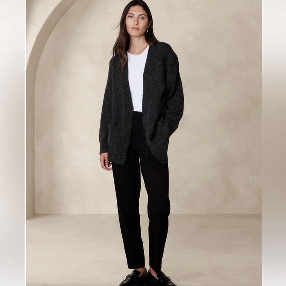 New photos! BANANA REPUBLIC Wool/Cotton Cardigan, Charcoal Gray, Sz Large - Picture 9 of 9